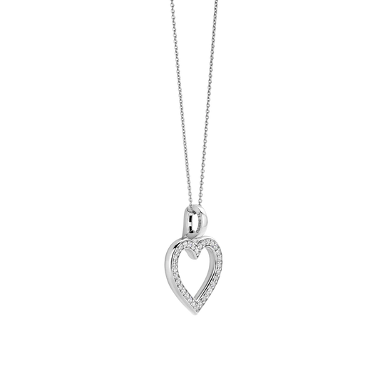 Tisento Sterling Silver Zirconia Open Heart Pendant