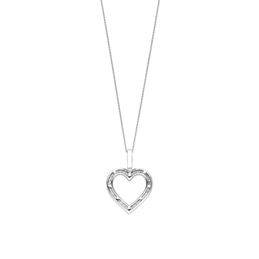 Tisento Sterling Silver Zirconia Open Heart Pendant
