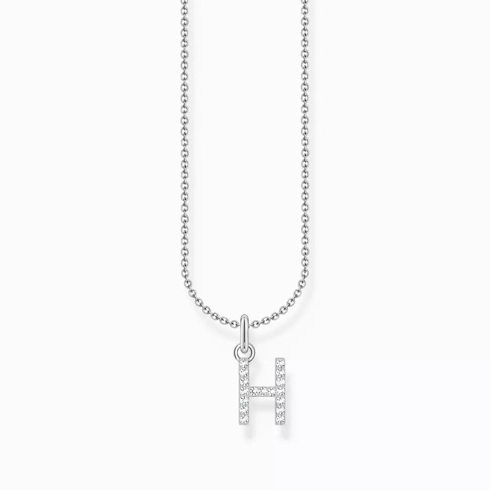 THOMAS SABO LETTER 'H' NECKLACE WITH WHITE ZIRCONIA