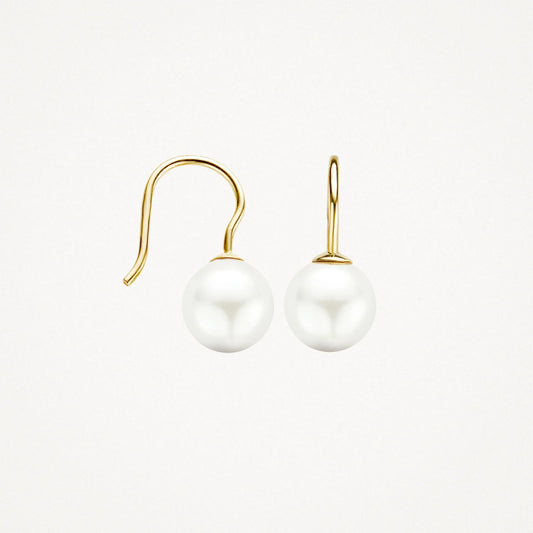14CT YG SWAROVSKI PEARL DROP EARRINGS