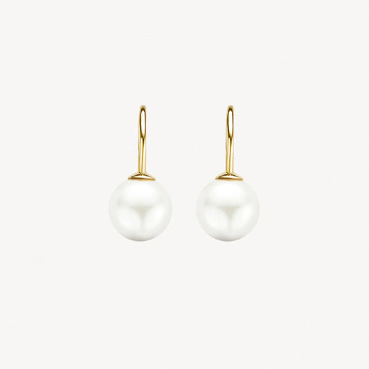 14CT YG SWAROVSKI PEARL DROP EARRINGS