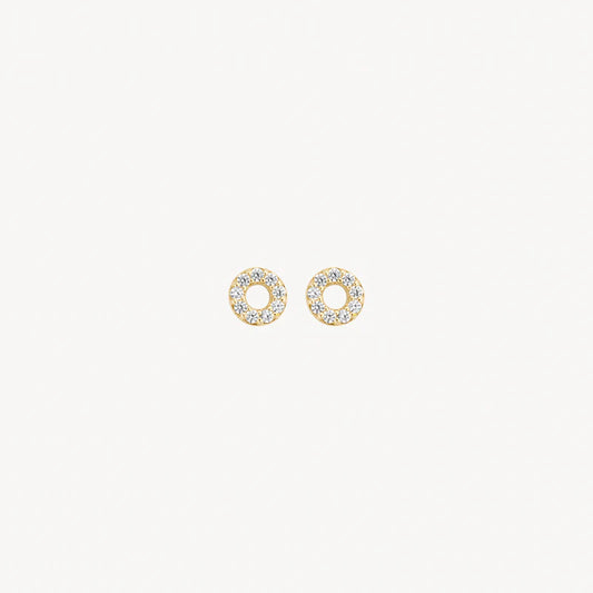BLUSH 14CT YG CZ OPEN CIRCLE STUD EARRINGS