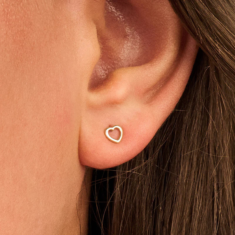 BLUSH 14CT YG OPEN HEART EARRINGS