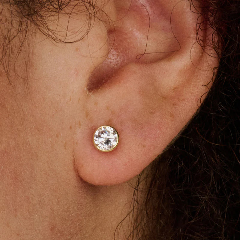 BLUSH 14CT YG CZ STUD EARRINGS