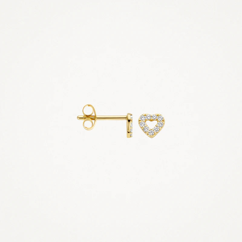 BLUSH 14CT YG CZ OPEN HEART STUD EARRINGS