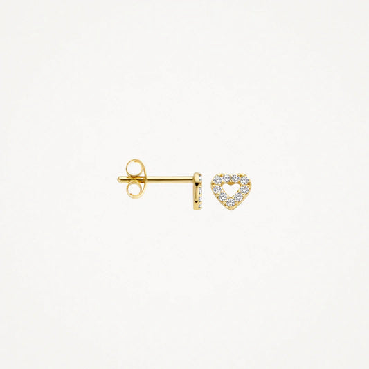 BLUSH 14CT YG CZ OPEN HEART STUD EARRINGS