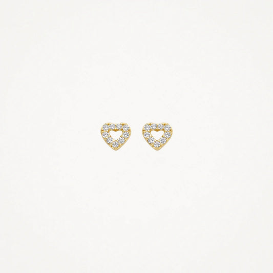 BLUSH 14CT YG CZ OPEN HEART STUD EARRINGS