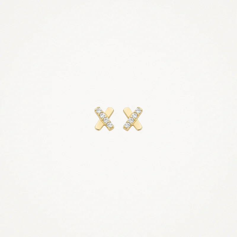 BLUSH 14CT YG CZ STUD EARRINGS