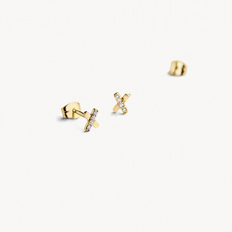 BLUSH 14CT YG CZ STUD EARRINGS