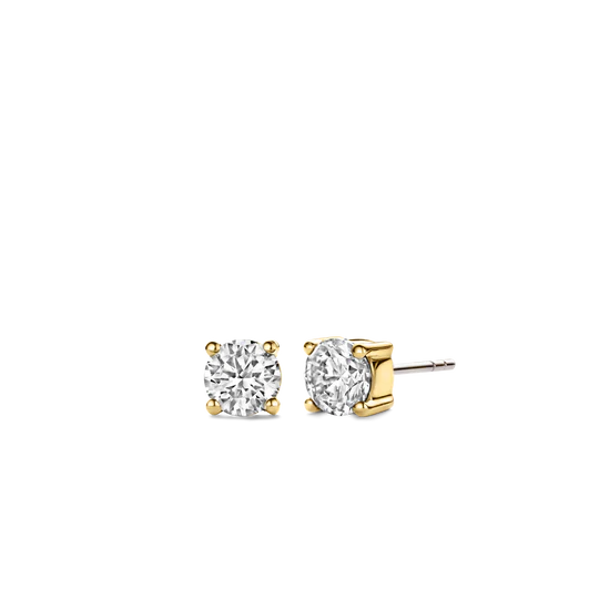TISENTO GOLD ON SIL 4 CLAW CZ EARRINGS
