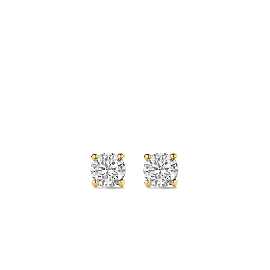 TISENTO GOLD ON SIL 4 CLAW CZ EARRINGS