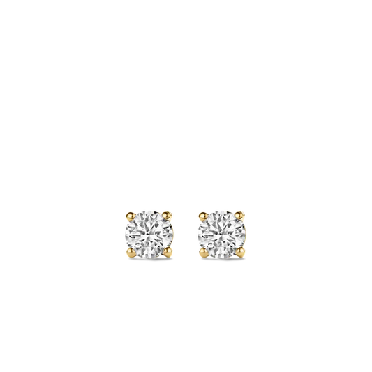 TISENTO GOLD ON SIL 4 CLAW CZ EARRINGS