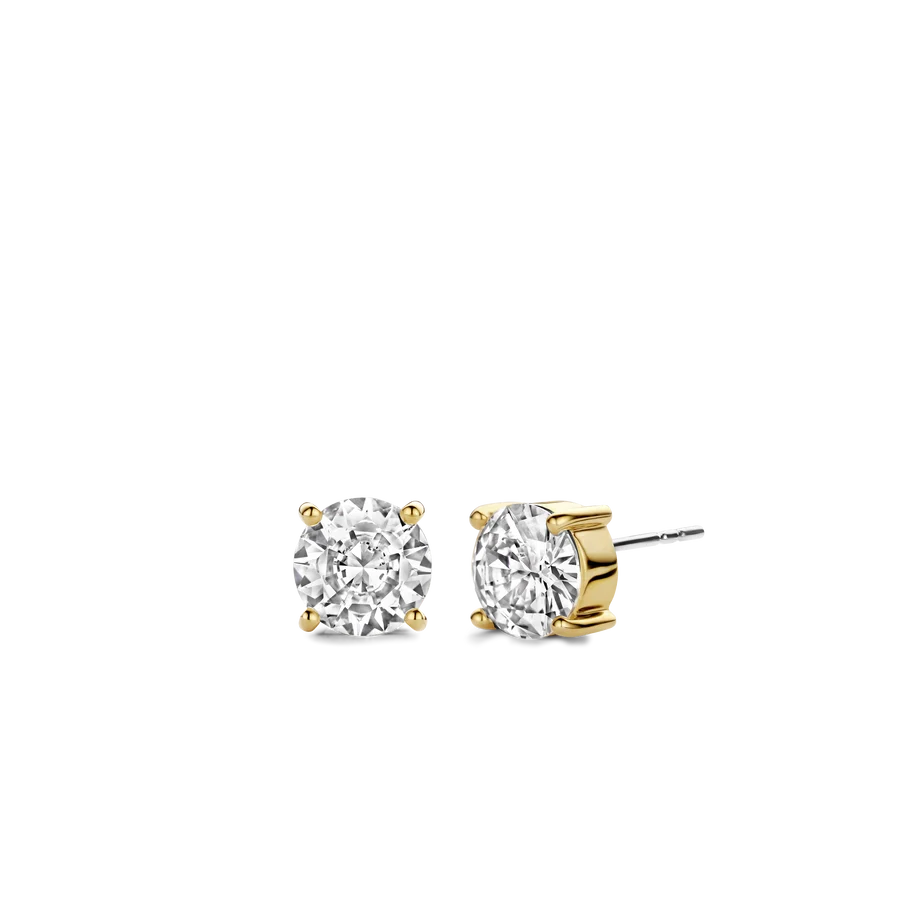 TISENTO LG GOLD ON SIL 4 CLAW CZ EARRINGS