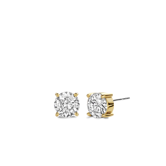 TISENTO LG GOLD ON SIL 4 CLAW CZ EARRINGS