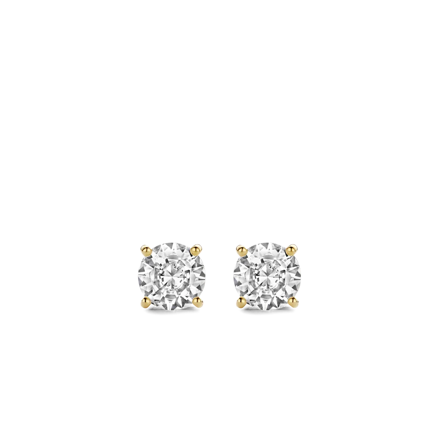 TISENTO LG GOLD ON SIL 4 CLAW CZ EARRINGS