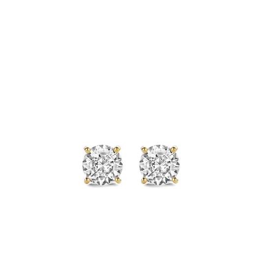 TISENTO LG GOLD ON SIL 4 CLAW CZ EARRINGS