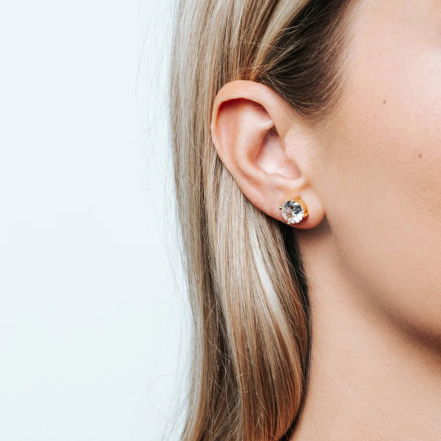 TISENTO LG GOLD ON SIL 4 CLAW CZ EARRINGS