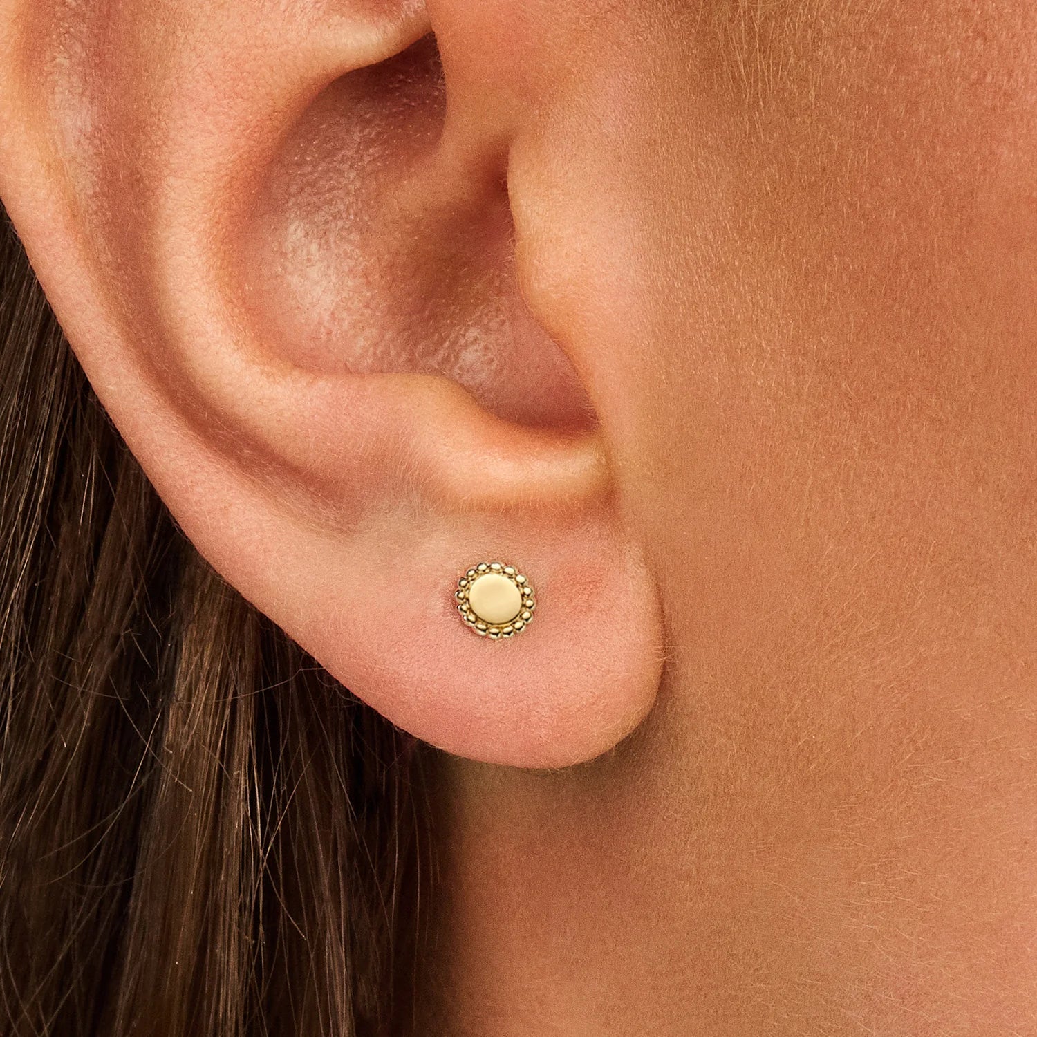 14CT YG DISC BLUSH STUD EARRINGS