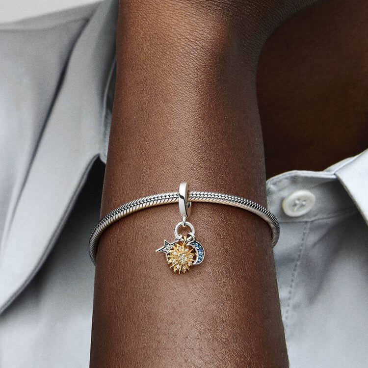 Two-tone Celestial Triple Dangle Pandora Charm