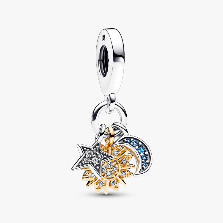 Two-tone Celestial Triple Dangle Pandora Charm