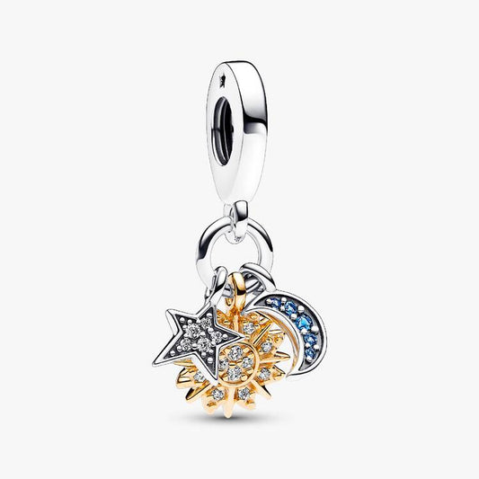 Two-tone Celestial Triple Dangle Pandora Charm