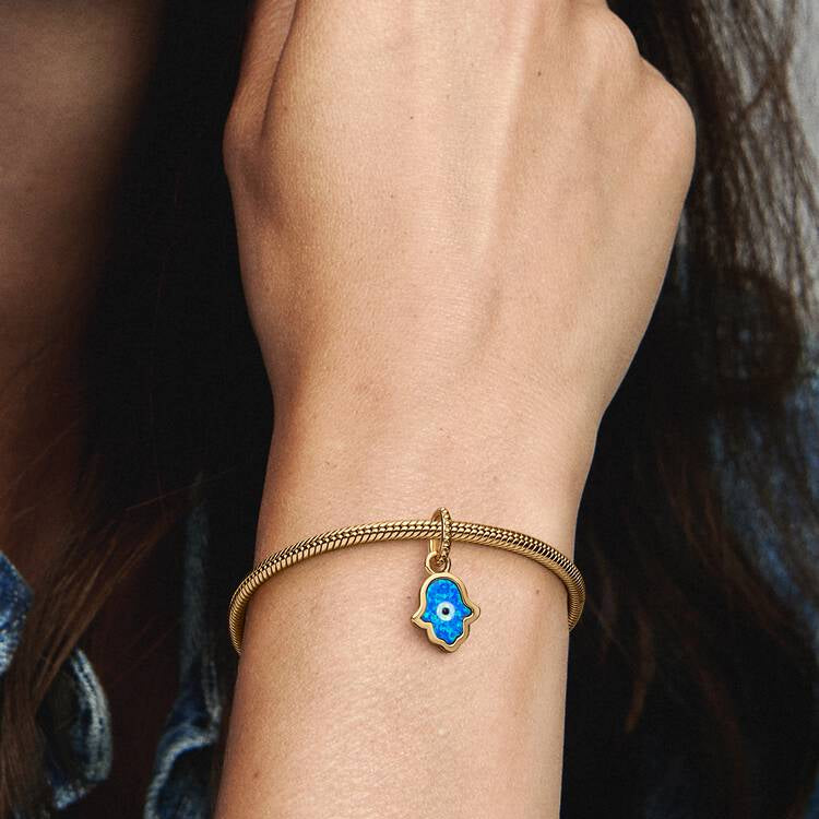 Opalescent Blue Hamsa Hand Dangle Pandora Charm