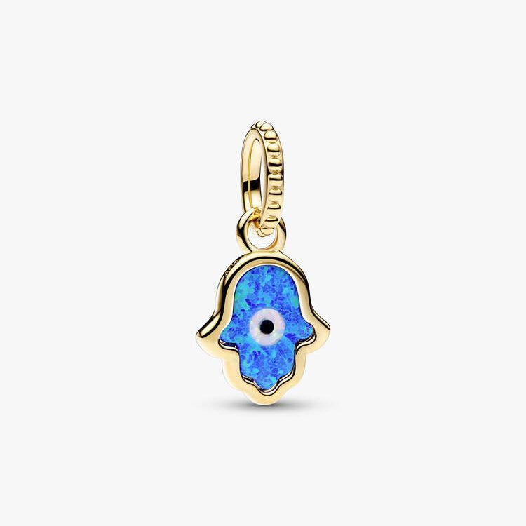 Opalescent Blue Hamsa Hand Dangle Pandora Charm