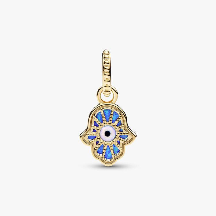 Opalescent Blue Hamsa Hand Dangle Pandora Charm