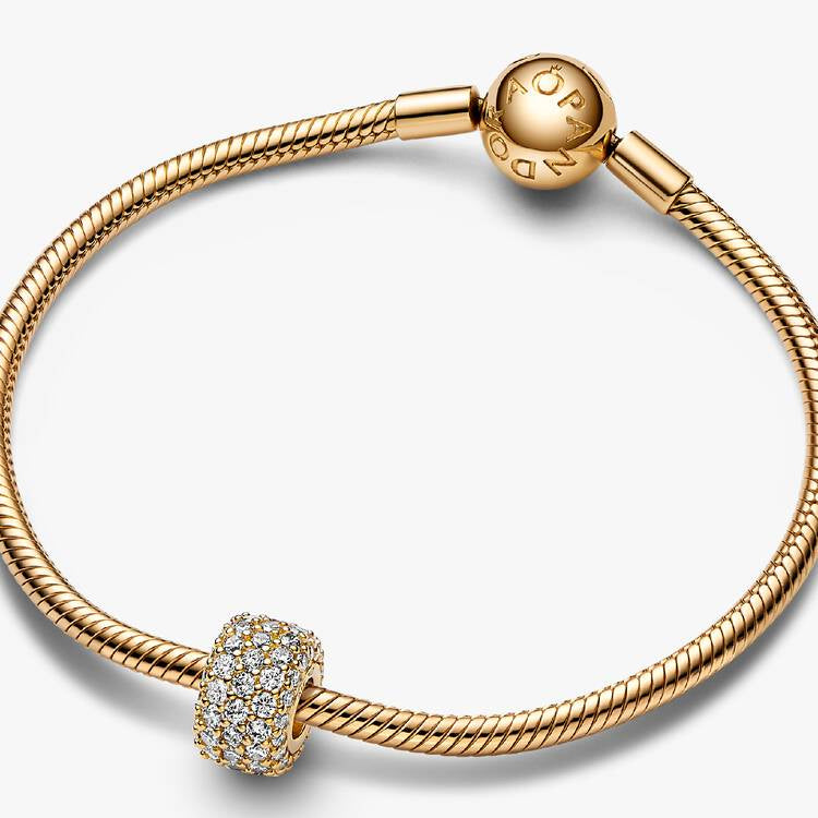 14ct Gold on Silver Sparkling Pavé Triple-row Pandora Charm
