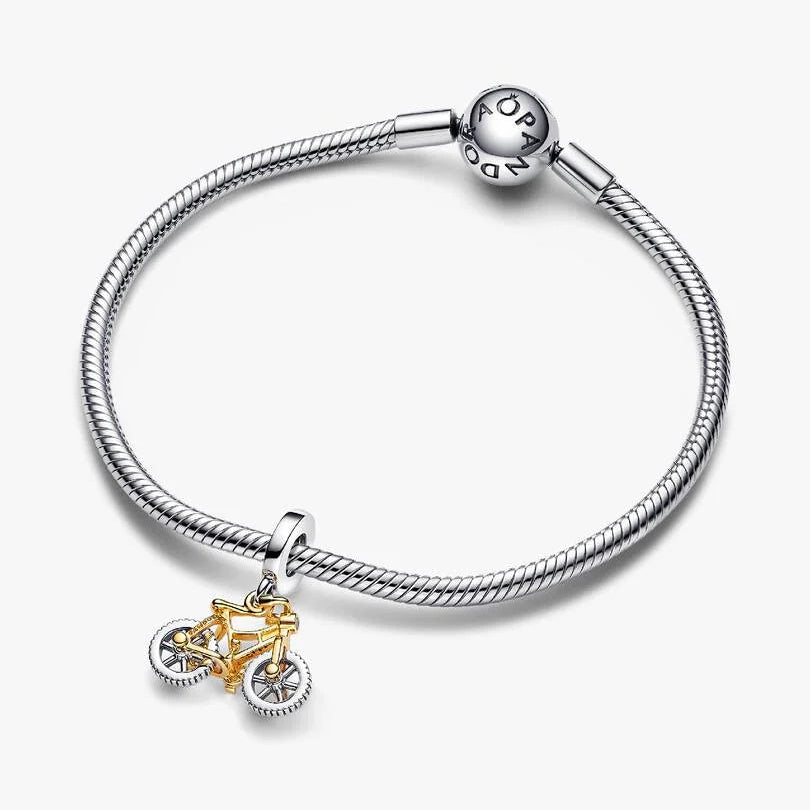 Pandora Two-tone Spinning Wheels Bicycle Dangle Charm
