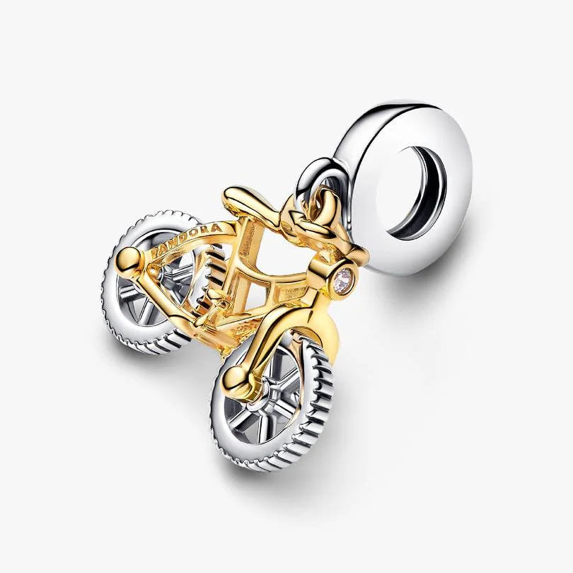 Pandora Two-tone Spinning Wheels Bicycle Dangle Charm