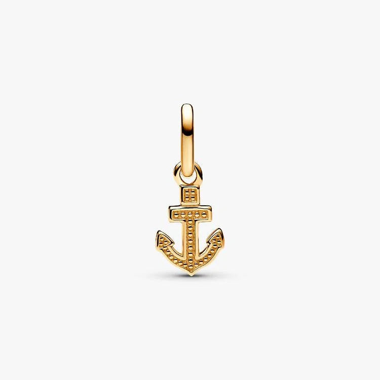 14ct Gold on Silver Mini Anchor Dangle Pandora Charm