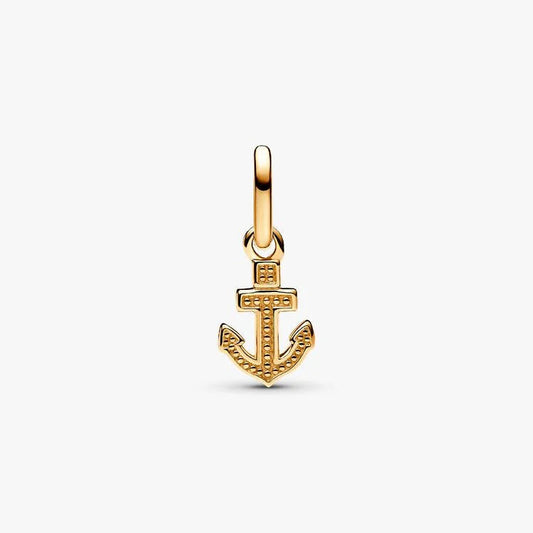 14ct Gold on Silver Mini Anchor Dangle Pandora Charm