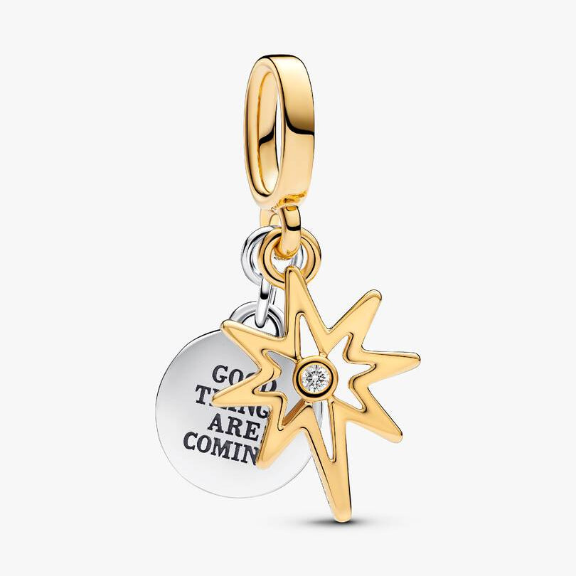 Engravable North Star Lab-grown Diamond Dangle Pandora Charm