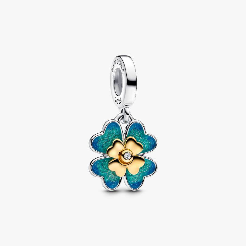 Spinnable Four Leaf Clover Lab-Grown Diamond Dangle Pandora Charm