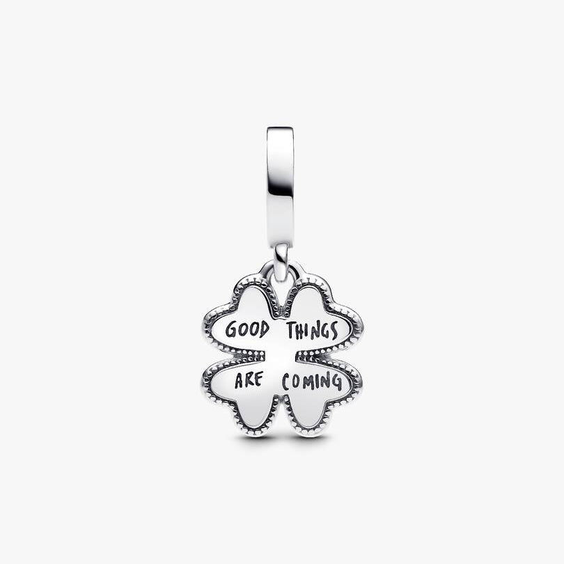 Spinnable Four Leaf Clover Lab-Grown Diamond Dangle Pandora Charm