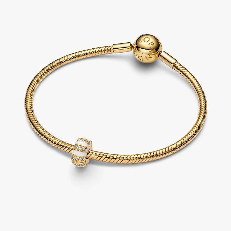 14ct Gold on Silver Stones & Enamel Clip Pandora Charm