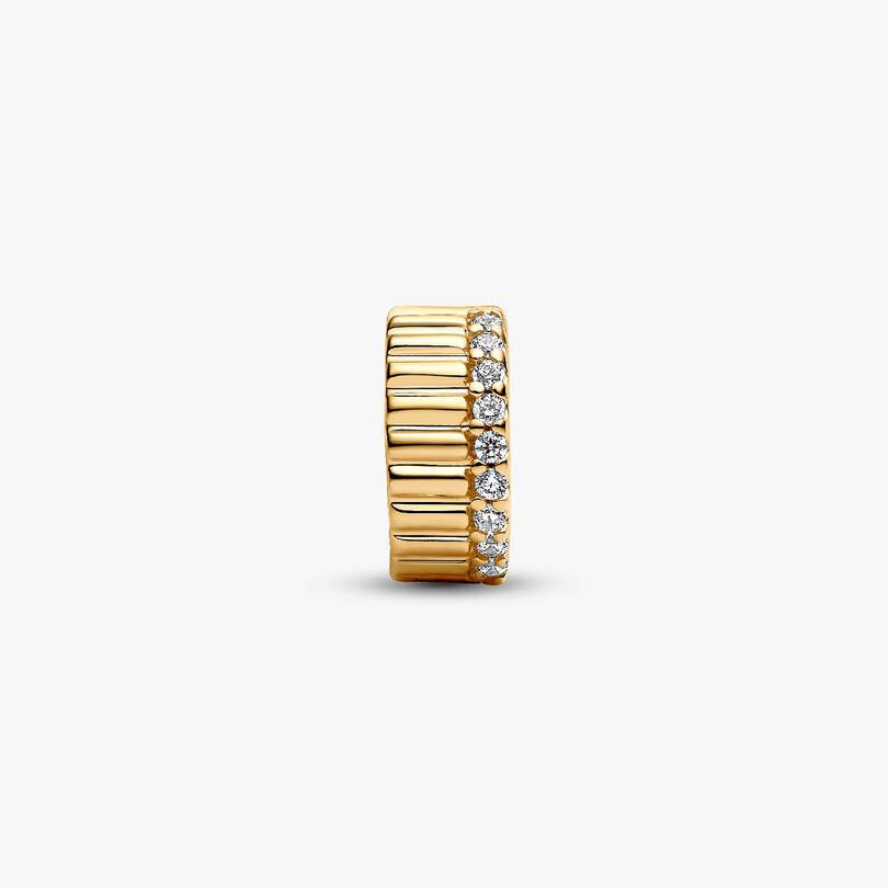 14ct Gold on Silver Ribbed Clip Pandora Charm