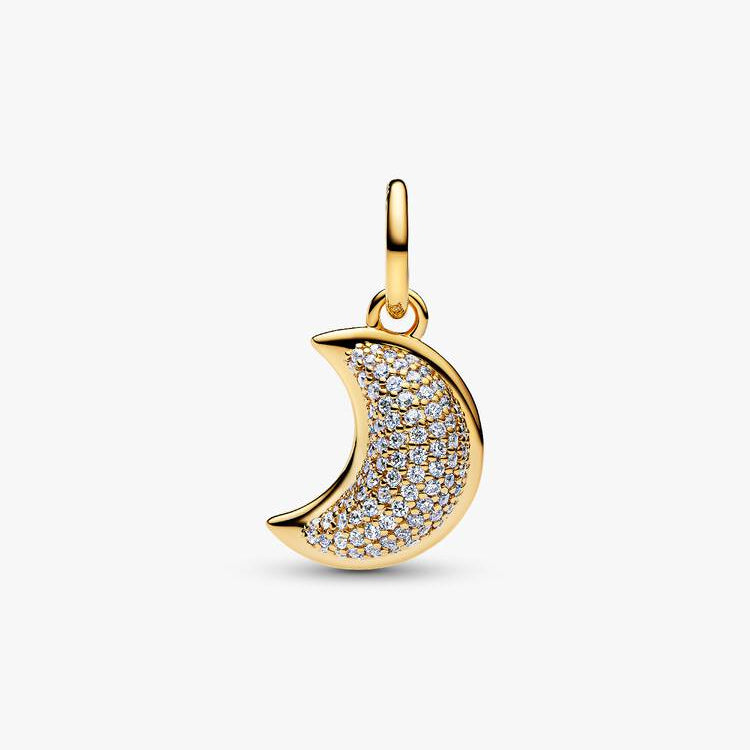 Sparkling Crescent Moon Dangle Charm