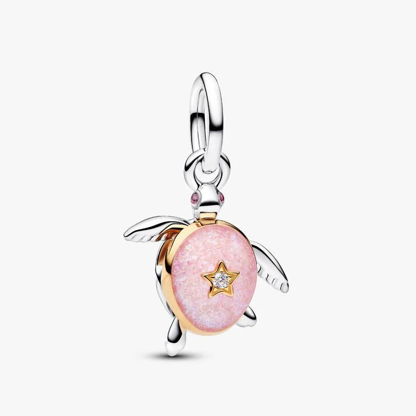 2026 Pink Sea Turtle Lab-grown Diamond Dangle Pandora Charm