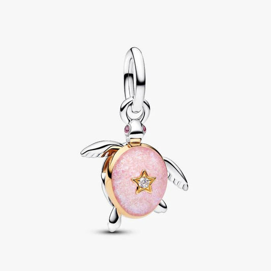 2026 Pink Sea Turtle Lab-grown Diamond Dangle Pandora Charm