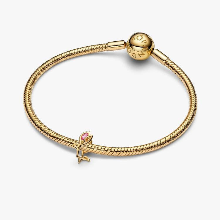 14ct Gold on Silver Tulip Openwork Pandora Charm