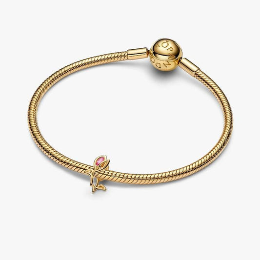 14ct Gold on Silver Tulip Openwork Pandora Charm
