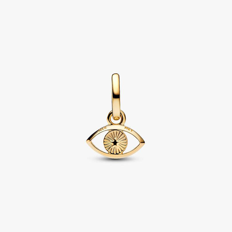14ct Gold on Silver Blue Evil Eye Mini Dangle Pandora Charm
