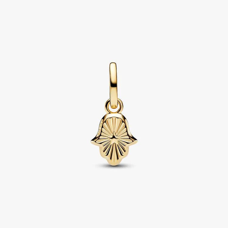 14ct Gold on Silver Green Hamsa Hand Mini Dangle Pandora Charm