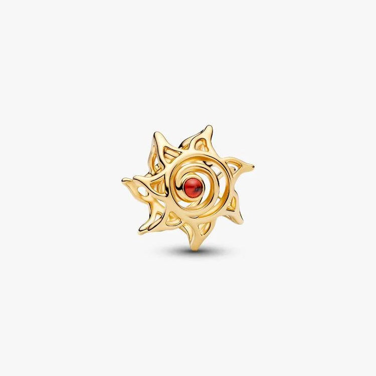 14ct Gold on Silver Sun Openwork Pandora Charm