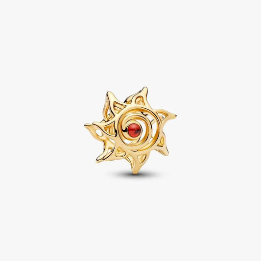 14ct Gold on Silver Sun Openwork Pandora Charm