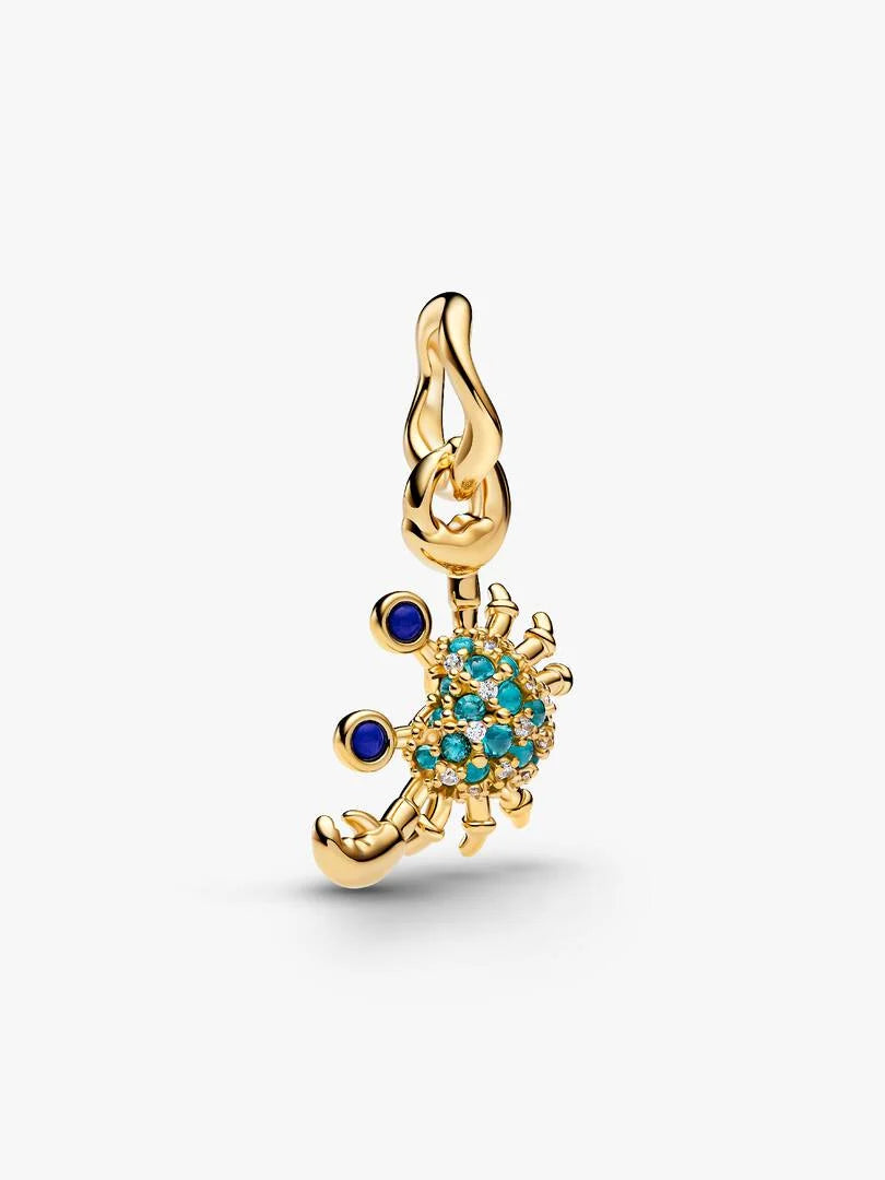 14ct Gold on Silver Crab Dangle Pandora Charm