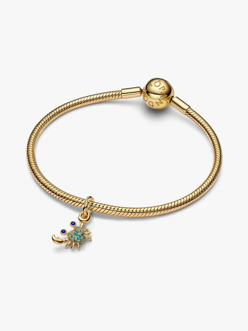 14ct Gold on Silver Crab Dangle Pandora Charm
