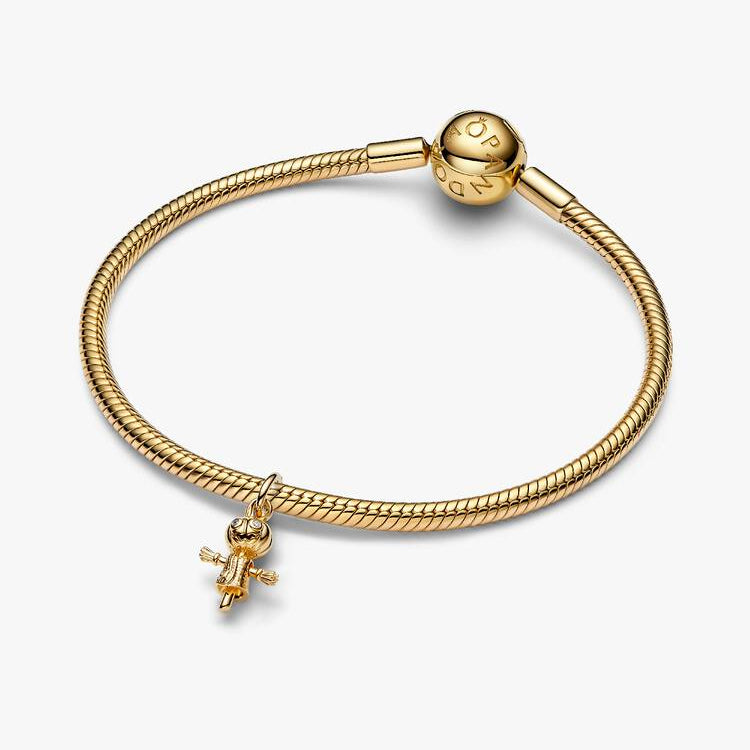 14ct Gold on Silver Pumpkin Scarecrow Dangle Pandora Charm